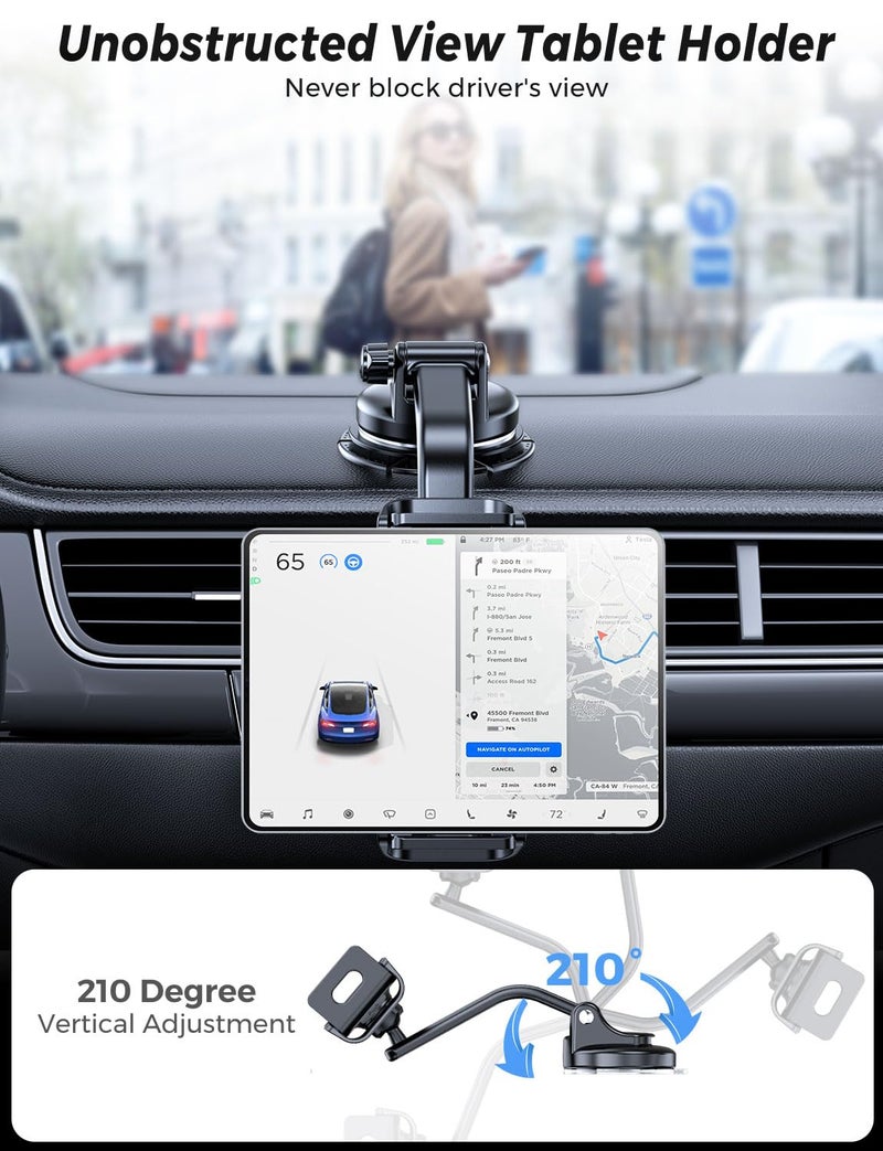 eSamcore Tablet Holder for Car Dashboard, Windshield Mount Holder for iPad & Foldable Phone Stand with Stable 360Â° Adjustable Clamp Car Gadgets & Accessories for iPad Air Pro Mini All 6â€-11â€ Devices - Image 2