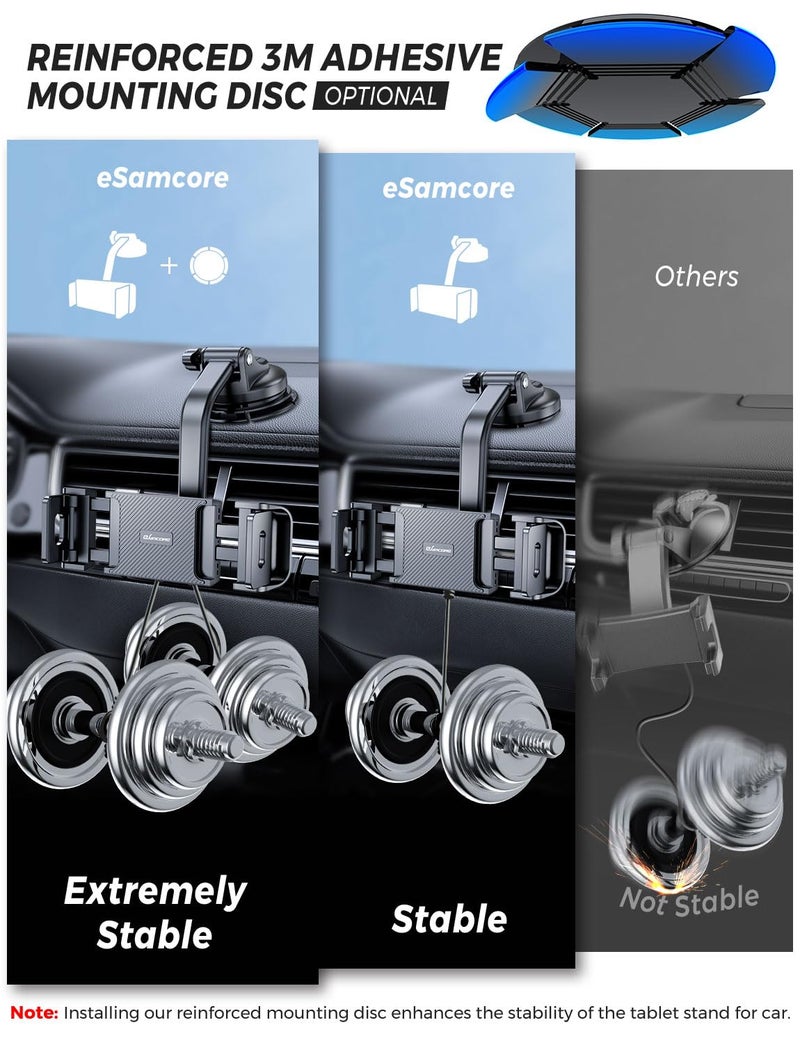 eSamcore Tablet Holder for Car Dashboard, Windshield Mount Holder for iPad & Foldable Phone Stand with Stable 360Â° Adjustable Clamp Car Gadgets & Accessories for iPad Air Pro Mini All 6â€-11â€ Devices - Image 4