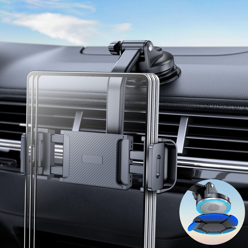 eSamcore Tablet Holder for Car Dashboard, Windshield Mount Holder for iPad & Foldable Phone Stand with Stable 360Â° Adjustable Clamp Car Gadgets & Accessories for iPad Air Pro Mini All 6â€-11â€ Devices - Image 1