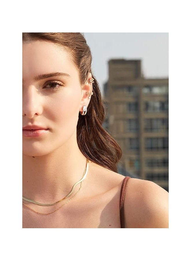 Mevecco Women Huggie Earrings Gold Hoop Sleeper 14K Gold Filled Small Simple Handmade Hypoallergenic Everyday Jewelry - Image 2