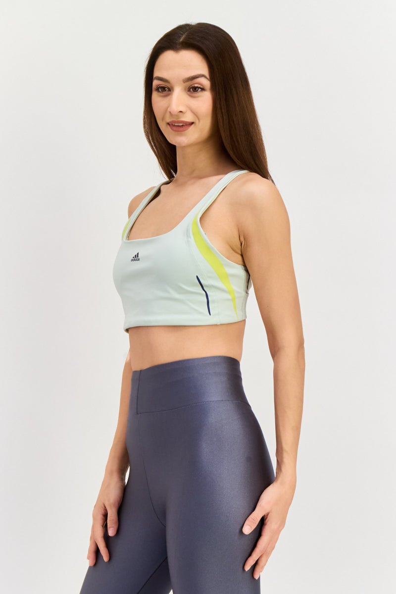 Adidas حمالة صدر رياضية للنساء بتصميم مريح ومبطنة قليلاً، لون أخضر نعناعي - Image 2