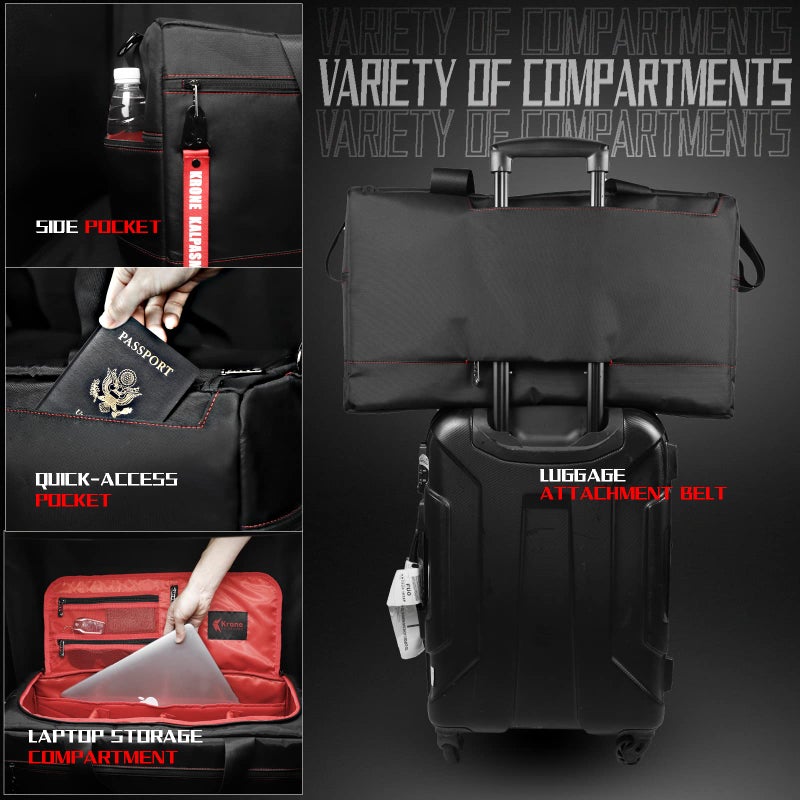 Krone Kalpasmos Sneaker Bag for Travel/Sneakerhead gift/Outdoor Sports Bag/Gym Bag /, A Multi-functional Travel Duffel Bag with 3 Adjustable Dividers, & Shoulder Strap,Made of Nylon, by Krone Kalpasmos-Black - Image 2
