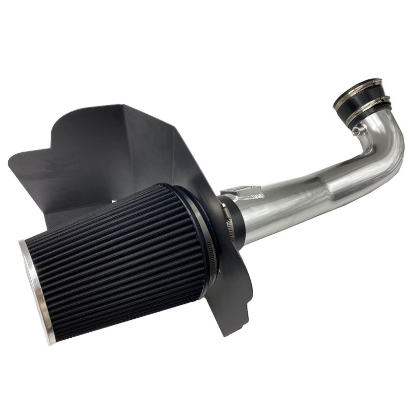 4Inch Cold Air Intake Kit with Heat Shield Filter Compatible for Silverado 1500 1418 Sierra 1500 1418 for Cadillac Escalade Suburban Yukon Tahoe 1520 53L 62L V8 Silver Tube Black Filter