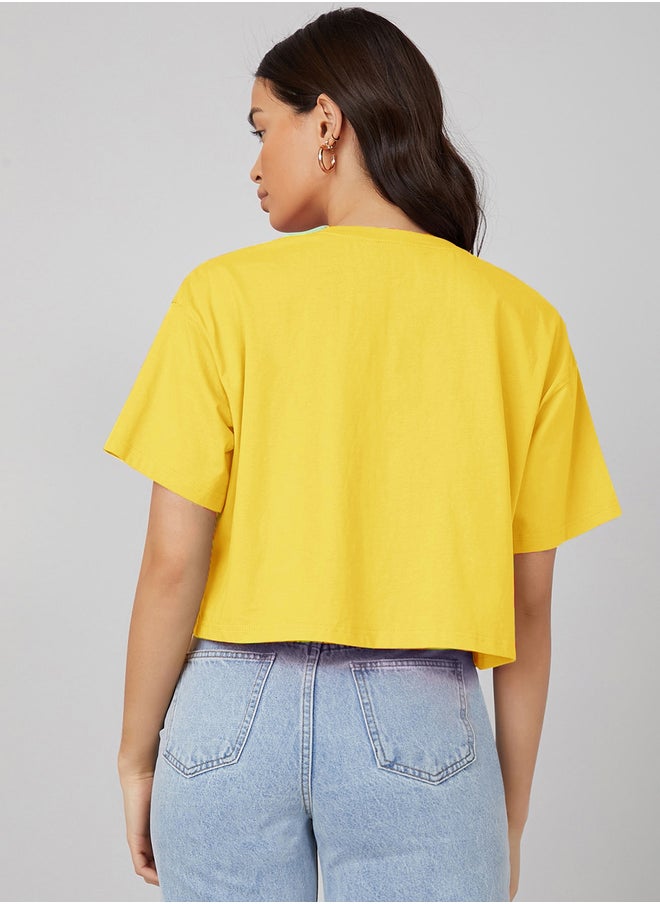 Kotty Solid Short Sleeve Oversized Crop T-Shirt  - Image 5