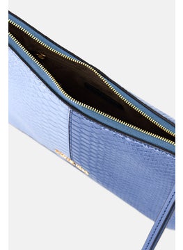 Michael Kors Women Laney Snake Skin Cross Body Bag 18 H x 29 L x 7 W cm, Blue  - Image 3