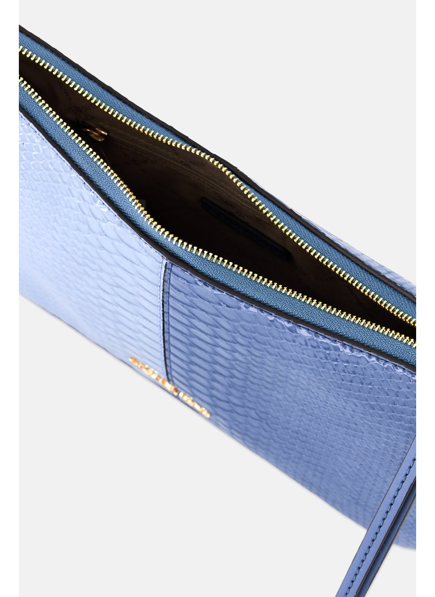 Michael Kors Women Laney Snake Skin Cross Body Bag 18 H x 29 L x 7 W cm, Blue  - Image 3