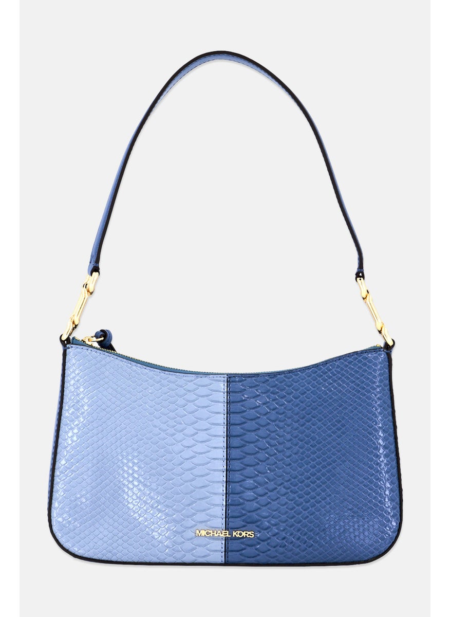 Michael Kors Women Laney Snake Skin Cross Body Bag 18 H x 29 L x 7 W cm, Blue  - Image 1