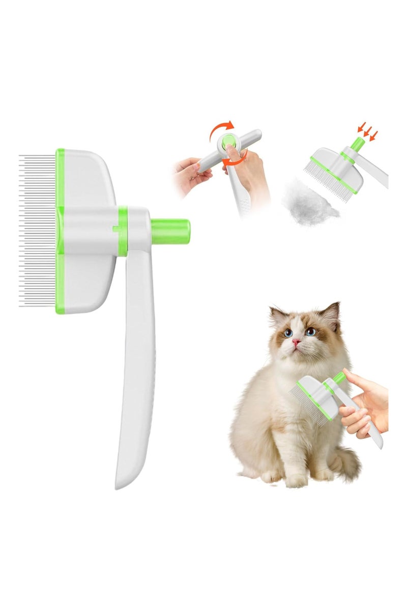 Cat Brush, Dog Brush, Long/Short Cat Comb, One-Button Flea Comb for Cats and Dogs, Pet Grooming Brush for Removing Fur, Loose Fur and Dirt - Image 1