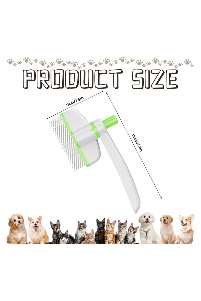 Cat Brush, Dog Brush, Long/Short Cat Comb, One-Button Flea Comb for Cats and Dogs, Pet Grooming Brush for Removing Fur, Loose Fur and Dirt - Image 2