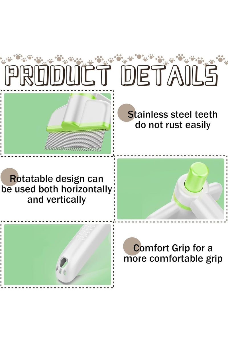 Cat Brush, Dog Brush, Long/Short Cat Comb, One-Button Flea Comb for Cats and Dogs, Pet Grooming Brush for Removing Fur, Loose Fur and Dirt - Image 3