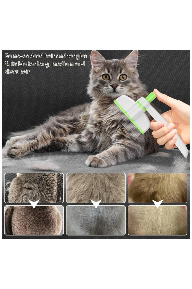 Cat Brush, Dog Brush, Long/Short Cat Comb, One-Button Flea Comb for Cats and Dogs, Pet Grooming Brush for Removing Fur, Loose Fur and Dirt - Image 4
