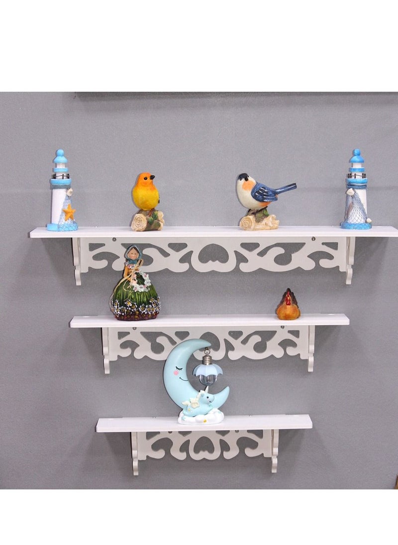 LINGWEI Wall Shelf Wall Mounted Wooden Shelf Set Of 3 Floating Shelves White Floating Shelf For Wall Display Shelf For Living room Bedroom Office Kitchen  - Image 1