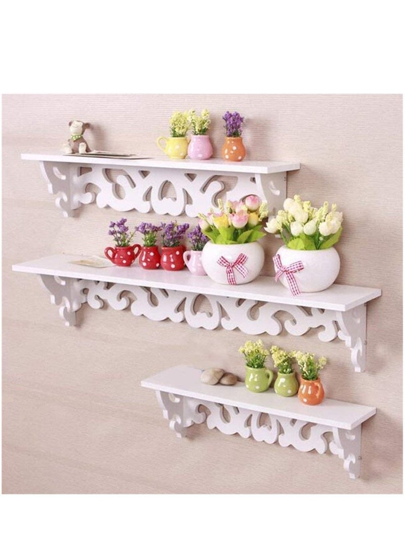LINGWEI Wall Shelf Wall Mounted Wooden Shelf Set Of 3 Floating Shelves White Floating Shelf For Wall Display Shelf For Living room Bedroom Office Kitchen  - Image 4