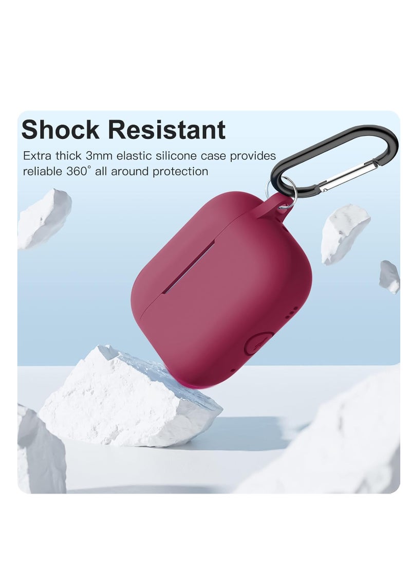 Compatible with AirPods Pro 2nd Generation Case Cover, Protective Silicone Skin with Keychain for Women Men for Apple AirPods Pro Gen 2 (2022), Front LED Visible (Rose Red) - Image 2