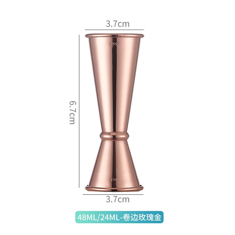 Inside and outside scale curling stainless steel double-head wine measuring device Ansi Cup bar bar Ansi measuring cup bar bartending measuring cup 304 hemmed measuring cup 60/30 rose gold 