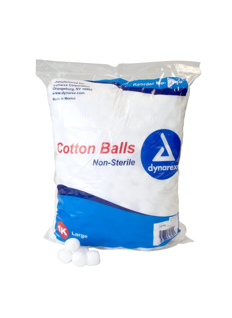 Dynarex Dynarex 3169 Cotton Ball, Non-Sterile and Large Sized, Latex-Free, Pack of 1000 