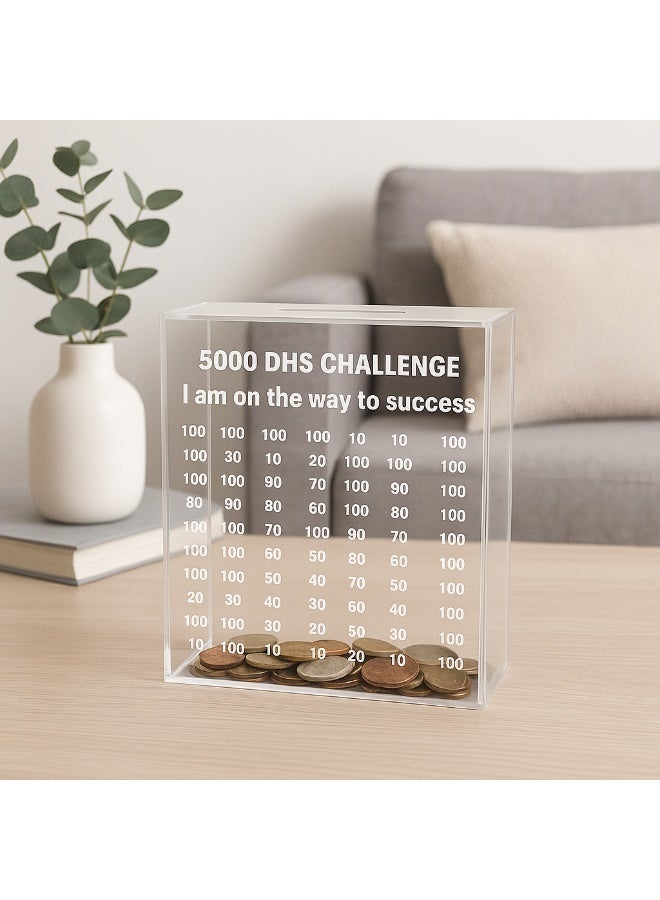 Bayti H.H. Acrylic Money Savings Box with Numerical Challenge Target – Motivational Savings Bank (White Small) - Image 3