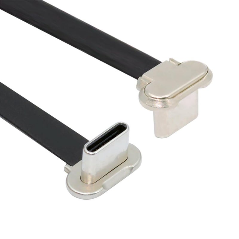 كابل شحن سريع من xiwai بزاوية USB-C ذكر إلى ذكر، مسطح فائق النحافة، كابل بيانات USB2.0 بقدرة 65 واط لأجهزة الكمبيوتر المحمول والتابلت والهاتف وملحقات الجوال، 7 سم أسود - Image 1
