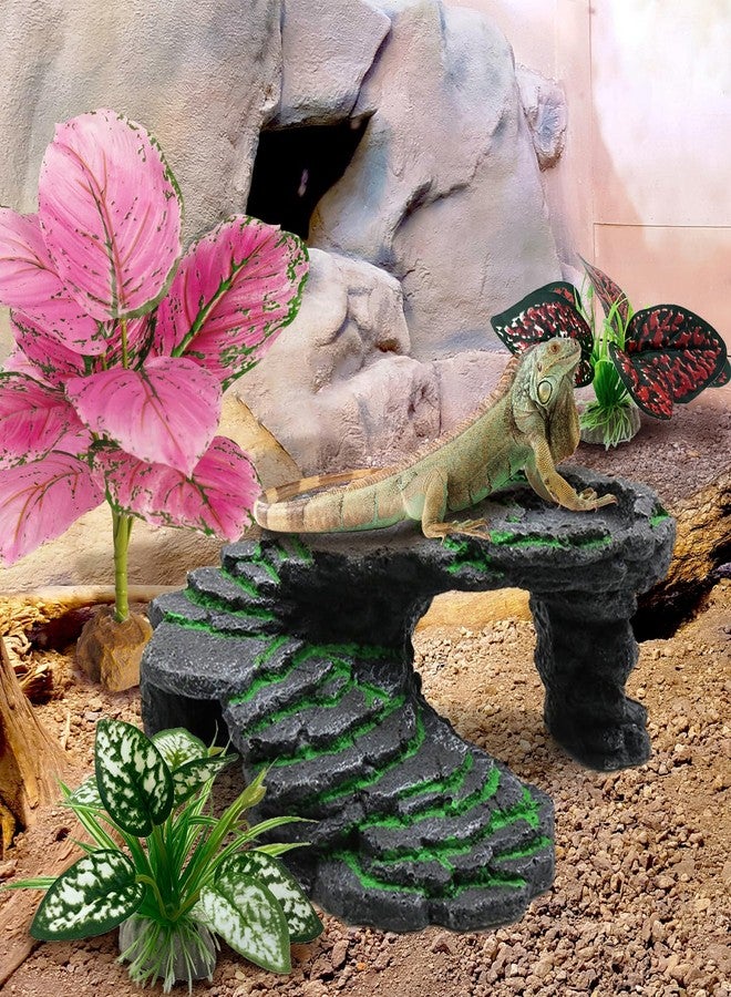 Moonorange Reptile Artificial Plants, Terrarium Plants Decorations Supplies, Aquarium Fish Tank Plants, Amphibian Habitat Hideout Tank Accessories(L Set-3pcs/F) - Image 3