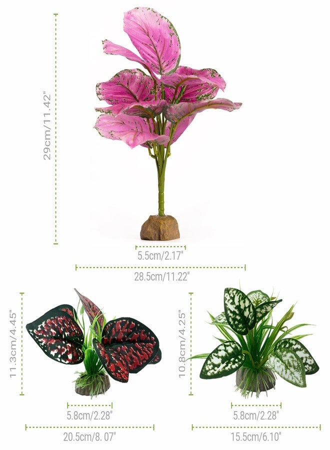 Moonorange Reptile Artificial Plants, Terrarium Plants Decorations Supplies, Aquarium Fish Tank Plants, Amphibian Habitat Hideout Tank Accessories(L Set-3pcs/F) - Image 2