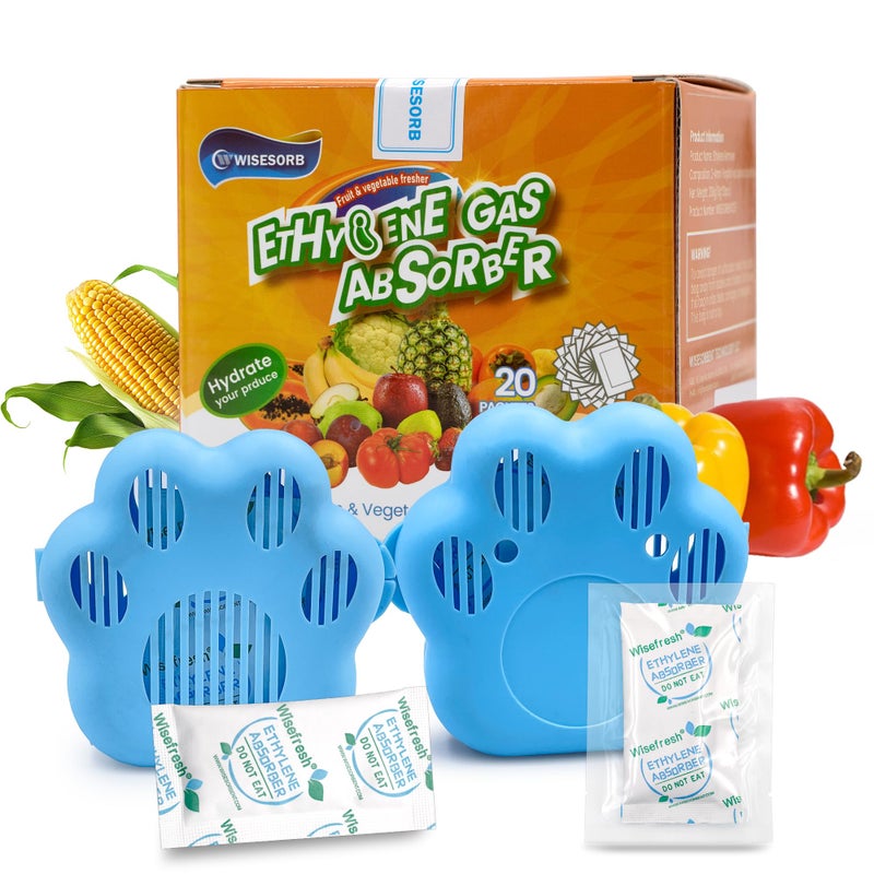 Wisesorb WiseFresh 5 Gram Ethylene Gas Absorber Packet, Vegetable & Fruit Fresh Produce Protector, Food Freshness Extender, Fresh Fruit Preserver, Vegetable Saver (5 Gram, 30Pcs+2 Canisters) - Image 1