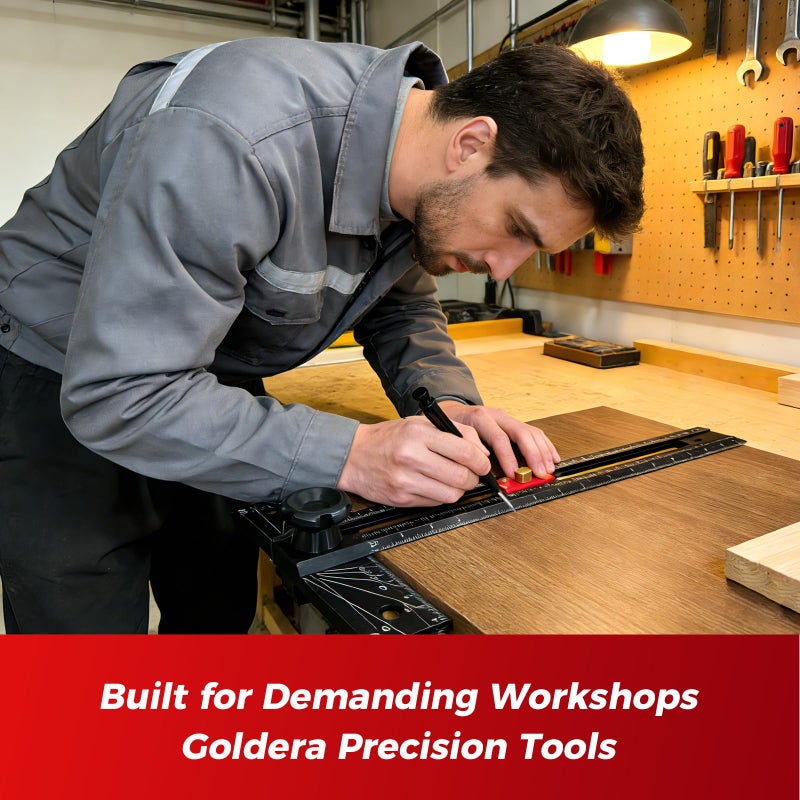 Gold Era Goldera Cabinet Hardware Jig, 30-Inch Adjustable T-Square Marking Ruler, Aluminum Woodworking Layout & Drilling Guide for Cabinet Handles, Pulls & DIY Projects - Image 5
