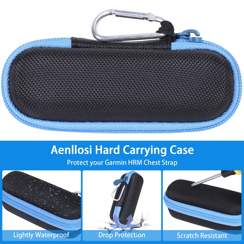 Aenllosi Aenllosi Hard Carrying Case Replacement Compatible with Garmin HRM-Pro Plus, Premium Chest Strap Heart Rate Monitor Holder(Case Only) (Blue Zipper) - Image 3