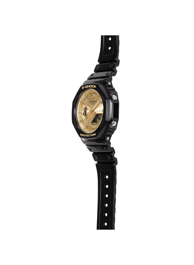 Casio G-Shock GA-2100GB-1A Analog-Digital Men's Watch | Black & Gold Dial | Carbon Core Guard | Shock Resistant | 200M Water Resistant - Image 4