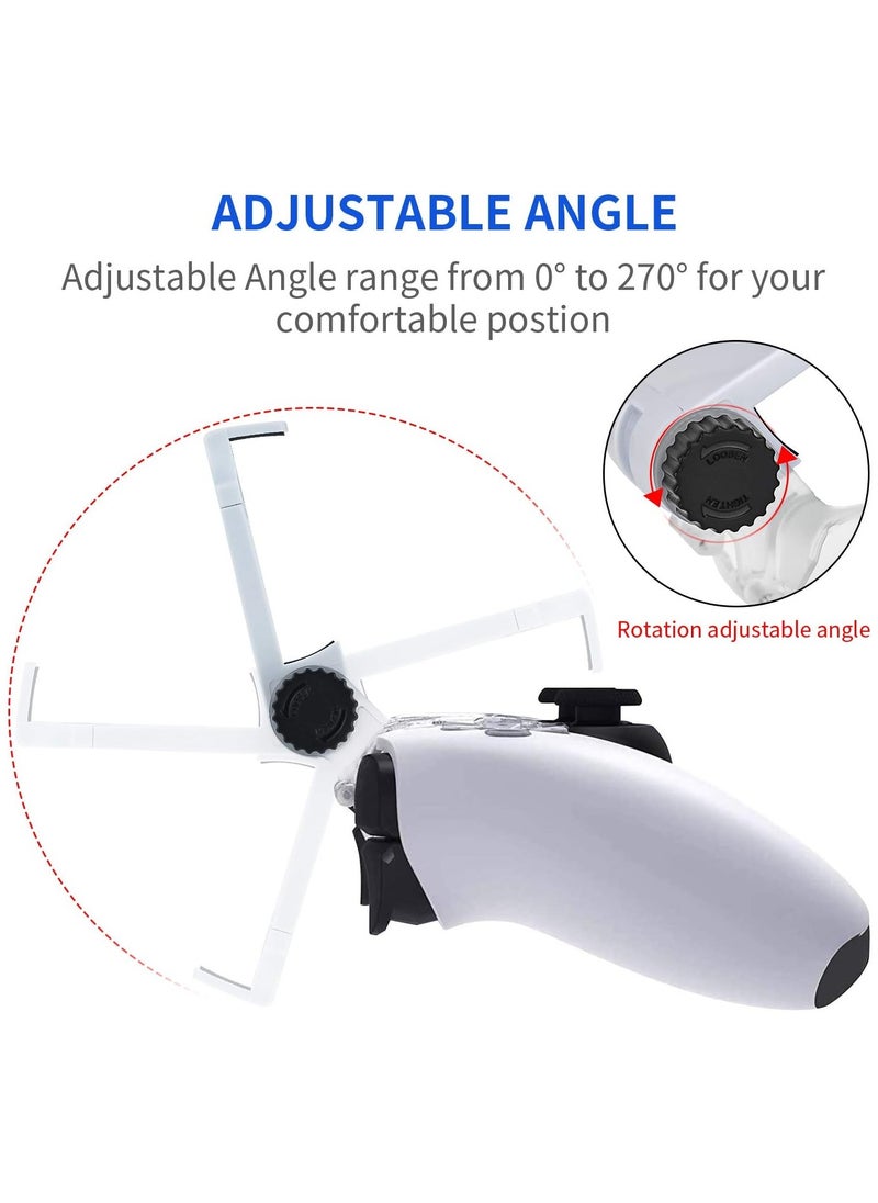 General - PS5 Controller DualSense Wireless Controller Mount, Foldable Mobile Phone Holder Bracket Clamp with Adjustable Clip for PS5/PS5 Slim/PS5 Pro- White - Image 1