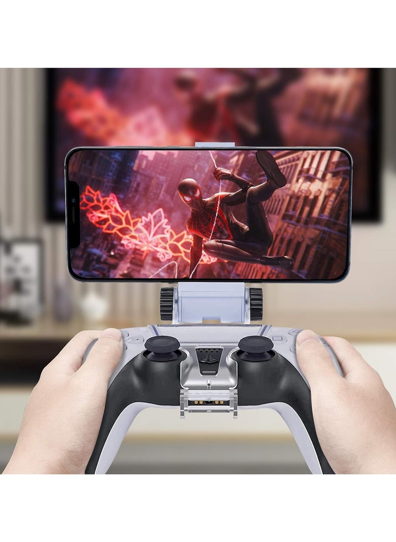 General - PS5 Controller DualSense Wireless Controller Mount, Foldable Mobile Phone Holder Bracket Clamp with Adjustable Clip for PS5/PS5 Slim/PS5 Pro- White - Image 1