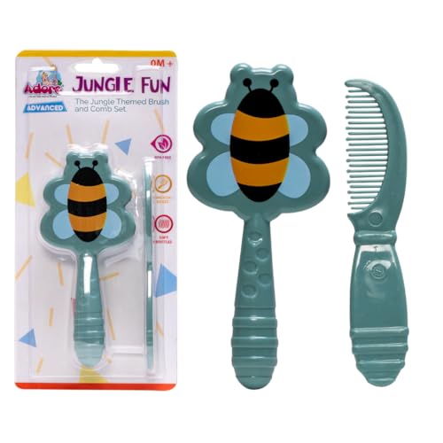 Adore Jungle Fun Brush and Comb Set | Newborn Scalp Grooming Product for Infant Toddler Kids & for New Born Children (Honey Bee) - Image 1