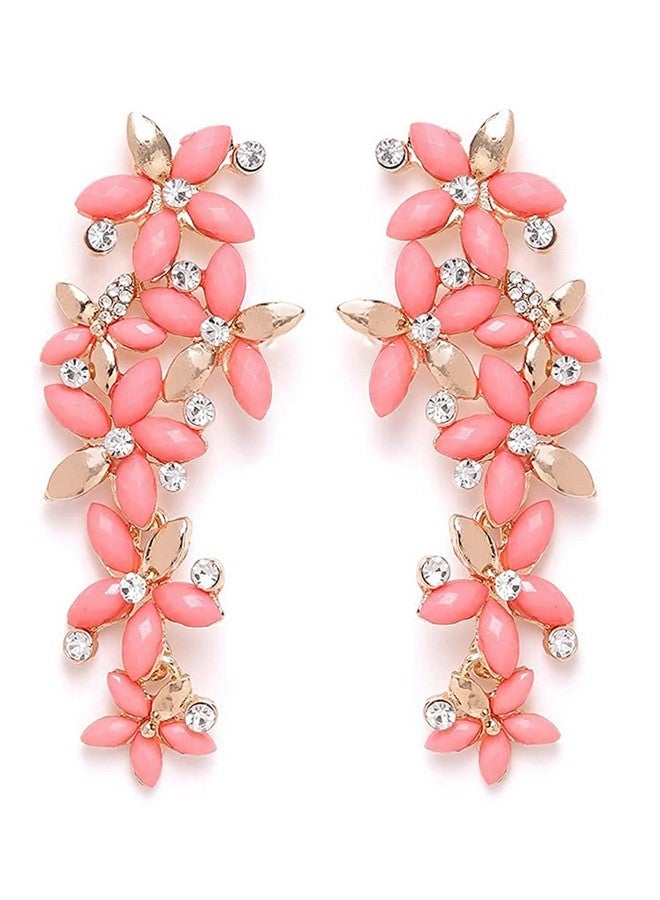 YouBella أقراط مجوهرات مطلية بالذهب من يوبيلا للنساء، أقراط معلقة أنيقة باللون الوردي الفاتح للفتيات والنساء - Image 1