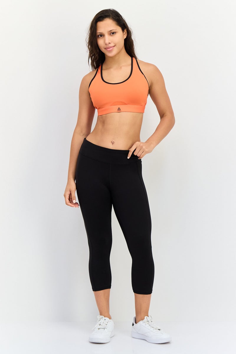 Reebok Women Brand Logo Padded Sports Bra, Red - Image 2