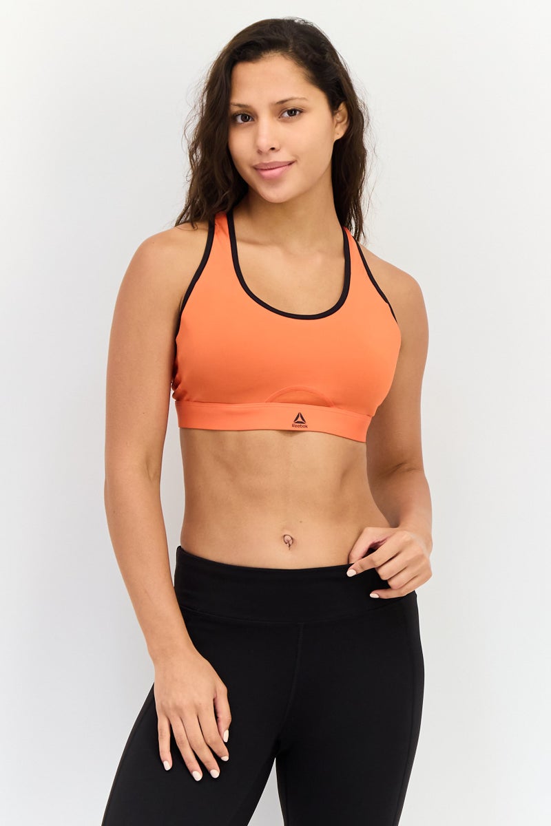 Reebok Women Brand Logo Padded Sports Bra, Red - Image 1