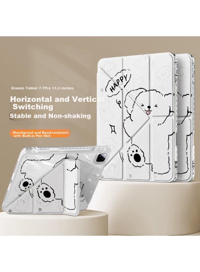 Shell Sister Suitable For Xiaomi Tablet 7/7 Pro Protective Case 11.2 Inch Model Xiaomi Tablet Protective Shell Anti-bending Cartoon With Pen Slot Y-type Three-fold Simple - Image 1