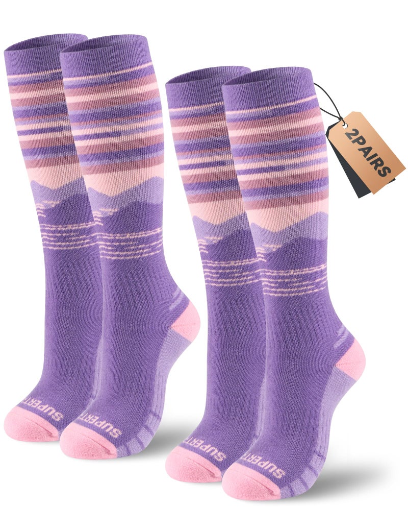 Supertrip 2 Pairs Merino Wool Ski Socks for Womens Mens, Full Cushion Thermal Winter Warm Thick Socks for Skiing Snowboarding - Image 1