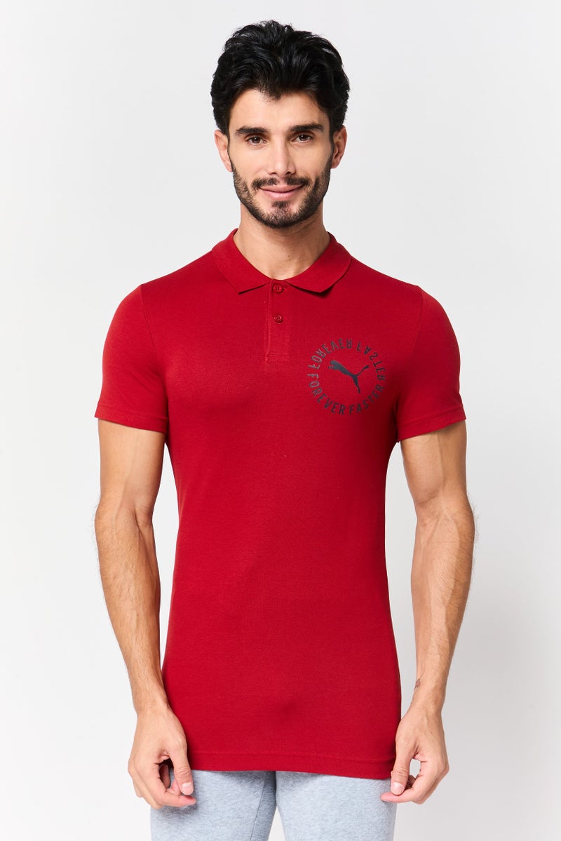 PUMA Men Slim Fit Short Sleeve Outdoor Polo Shirt, Maroon - Image 1