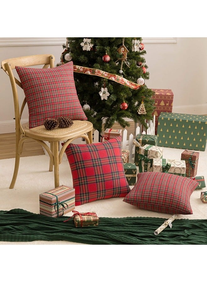 GGEROU Pack of 2 Christmas Plaid Decorative Throw Pillow Covers Scottish Tartan Cushion Case 45x45cm - Image 4