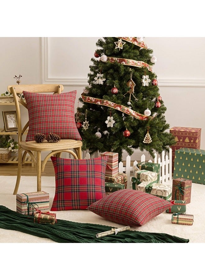 GGEROU Pack of 2 Christmas Plaid Decorative Throw Pillow Covers Scottish Tartan Cushion Case 45x45cm - Image 3