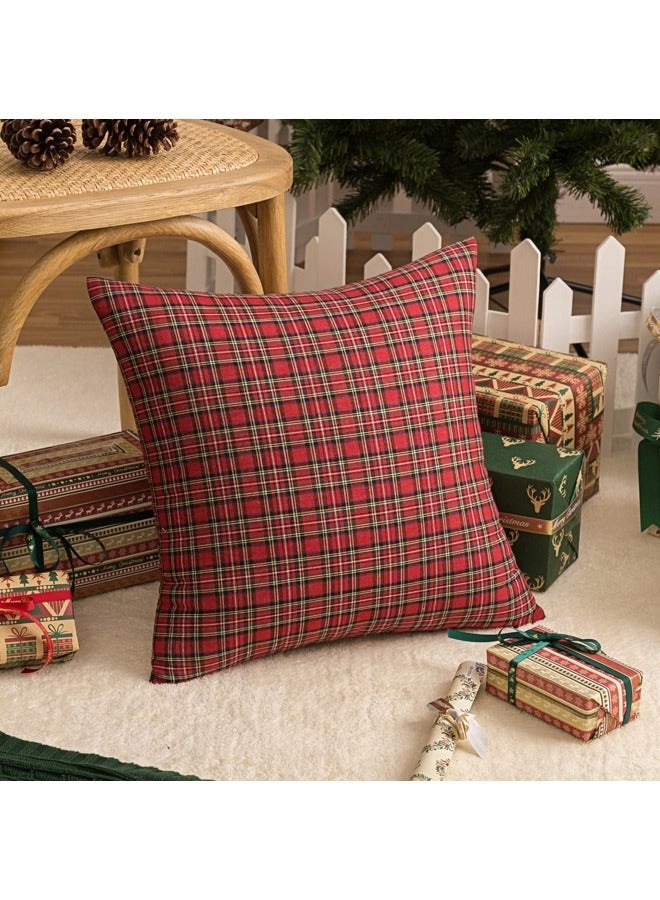 GGEROU Pack of 2 Christmas Plaid Decorative Throw Pillow Covers Scottish Tartan Cushion Case 45x45cm - Image 2