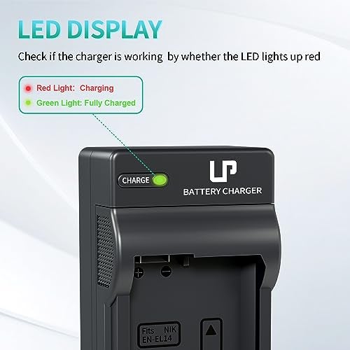 LP EN-EL14 EN EL14a Battery Charger, Charger Compatible with Nikon D3500, D5600, D3300, D5100, D5500, D3100, D3200, D5200, D5300, D3400, DF, Coolpix P7000, P7100, P7700, P7800 Cameras and More - Image 4