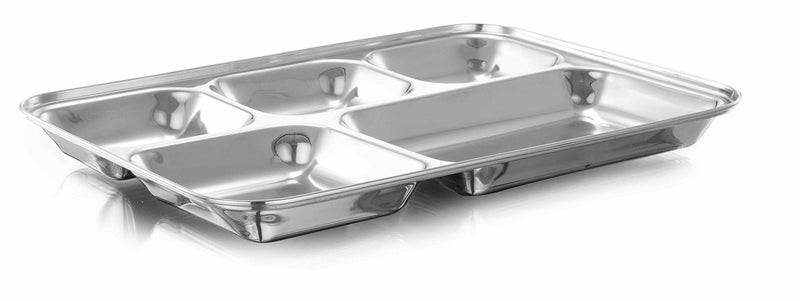 Improvhome Heavy Duty Stainless Steel Rectangle/Square Deep Dinner Plate w/5 Sections Divided Mess Trays for Kids Lunch, Camping, Events & Every Day Use Kitchenware - Set of 3 Pcs - Image 3