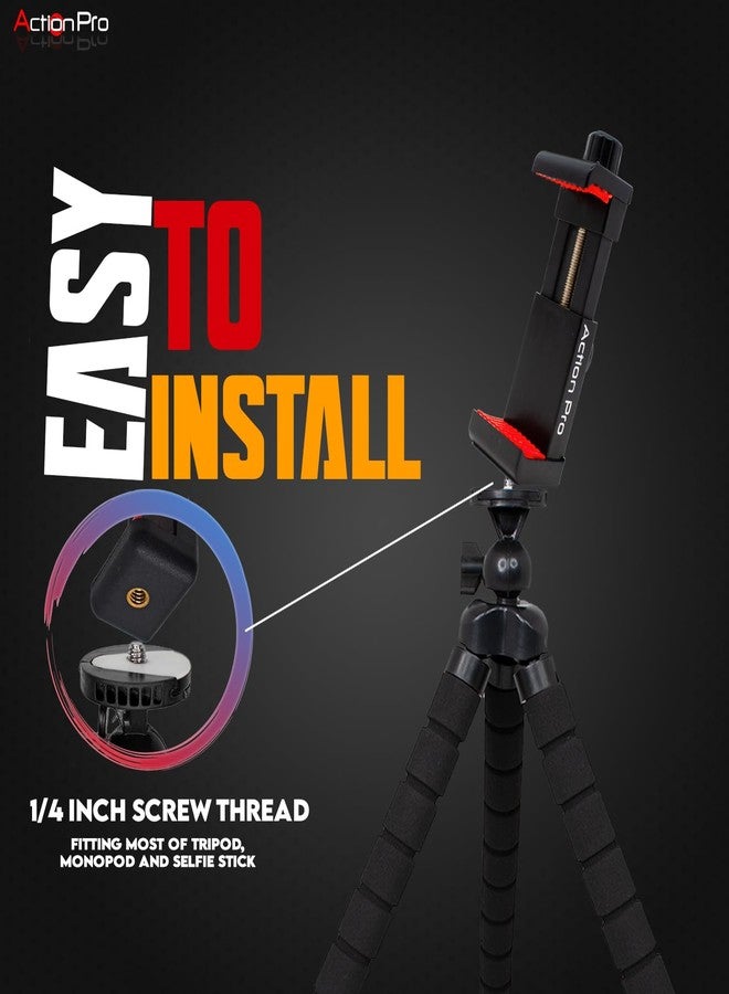 Action Pro Universal Tripod Phone Holder 1/4 Adapter | Phone Tripod Mount | Cell Phone Holder Mount Adapter Compatible with Xiaomi/Samsung/Vivo/Realme/Oppo/Apple//Micromax/Google (Made in India) - Image 4