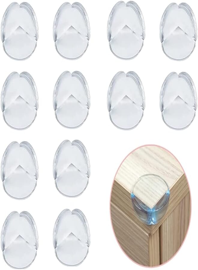 CCLKHY Corner Protectors for Kids, 12 PCS Baby Proofing Corners, Clear Soft Silicone Protectors, Furniture Table Corner Protection Set, Safety Corner Protectors Guards for Tables, Stairs, Drawers, Furniture 