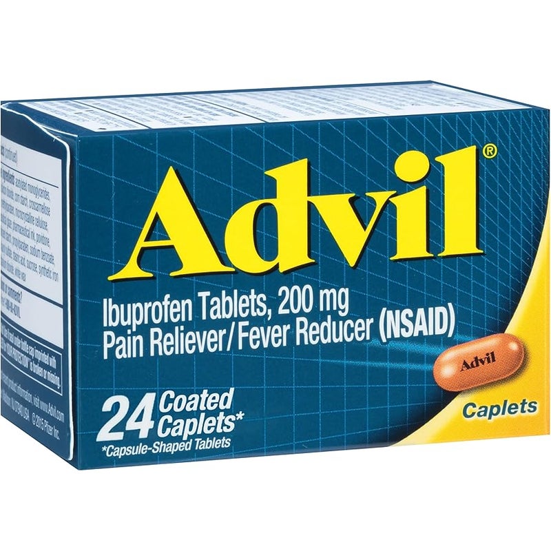 Advil Ibuprofen Coated Caplets Pain Reliever and Fever Reducer 200 Milligram 24Ct - Image 1