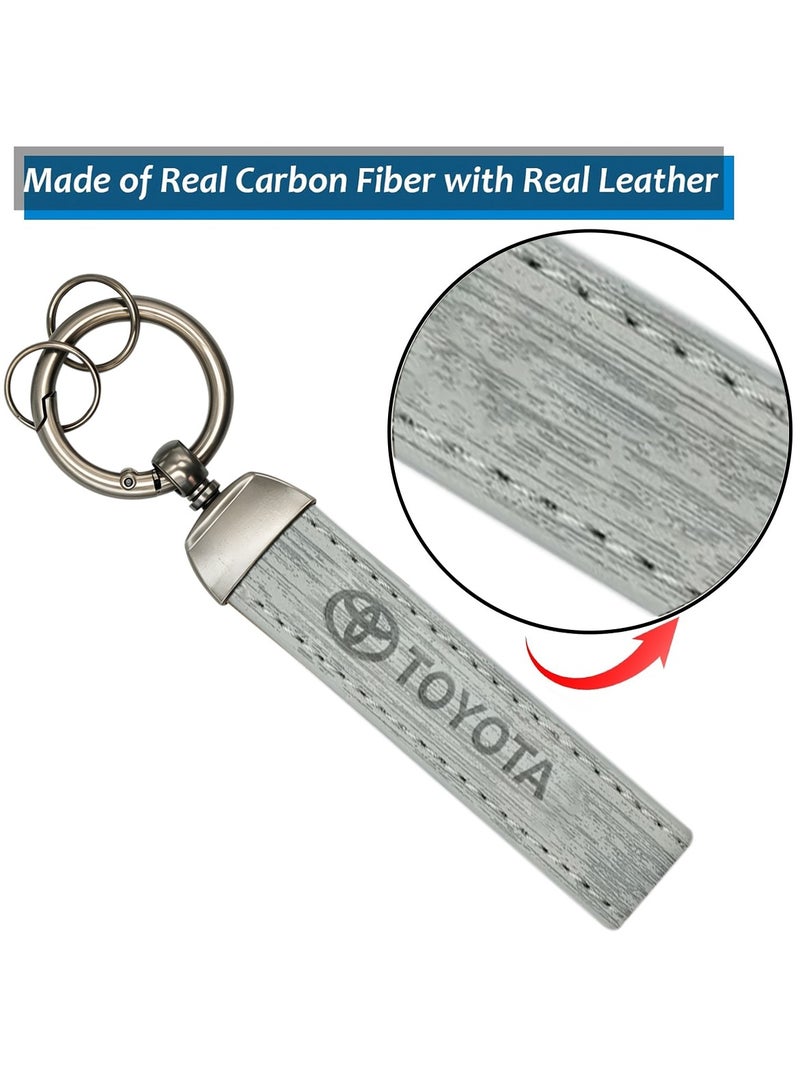 TOYOTA Luxury Keychain - Carbon Fiber and Leather, Durable 360° Swivel Design - Image 4