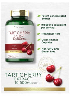 CARLYLE Tart Cherry Extract Traditional Herb, 200 Quick Release Capsules  - Image 3