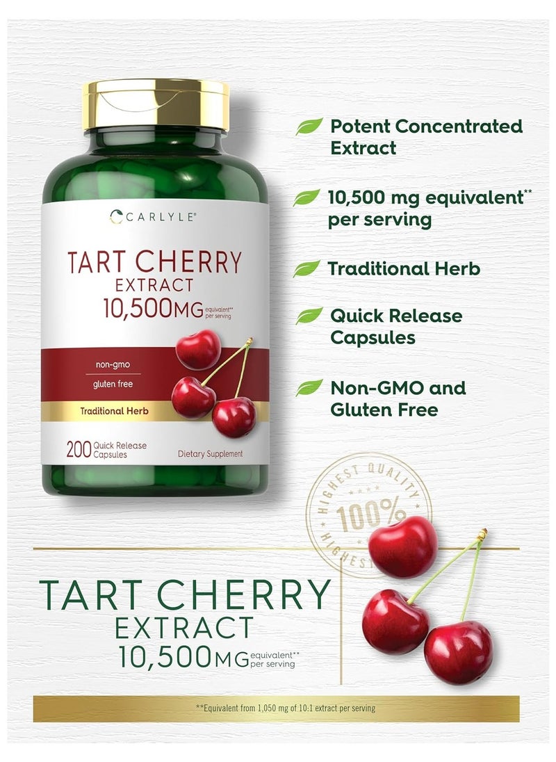 CARLYLE - Tart Cherry Extract Traditional Herb, 200 Quick Release Capsules - Image 1