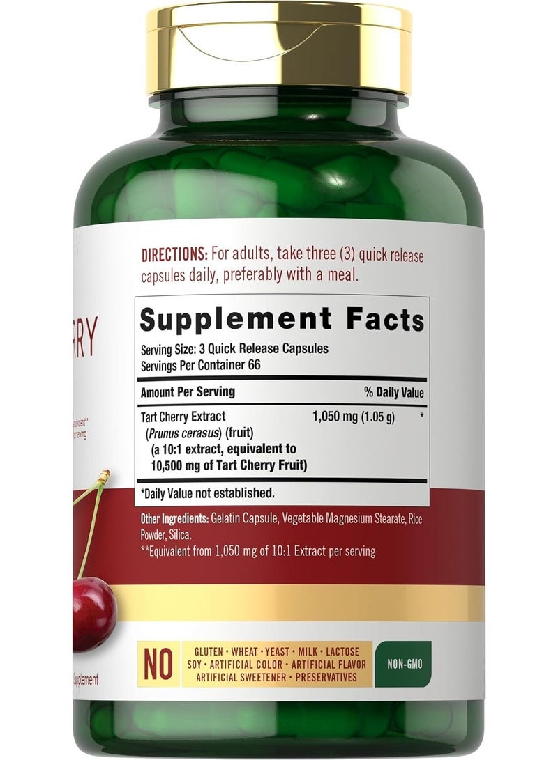 Carlyle Tart Cherry Extract Traditional Herb, 200 Quick Release Capsules - Image 2