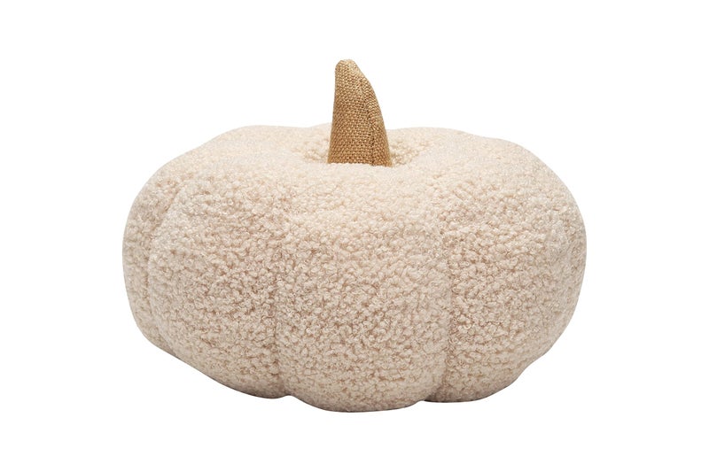 Pearhead Sherpa Pumpkin Plush Stuffed Halloween Home Decorations Modern Fall Home Decor 65 x 9 Cream
